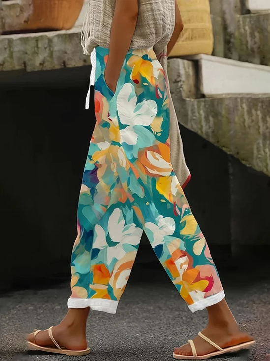 Casual Floral Long Printing Pant
