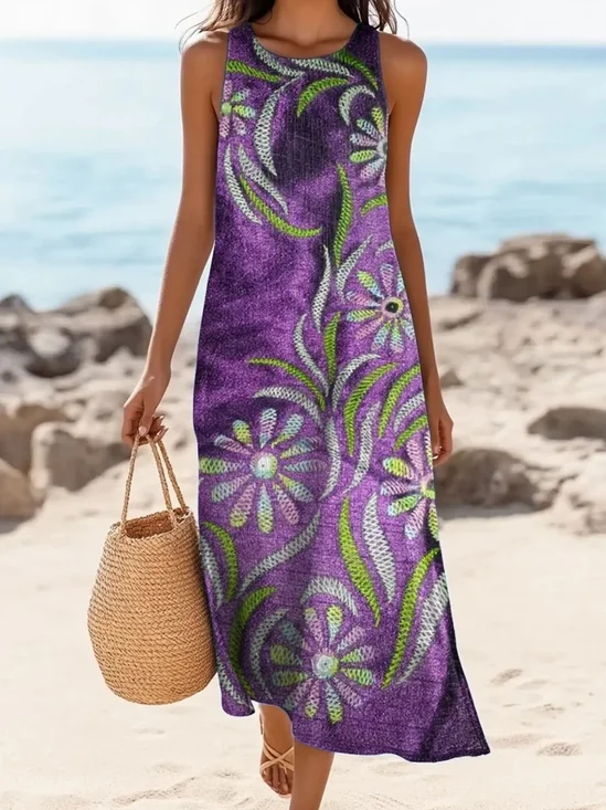 Women Geometric Summer Dress Crew Neck Sleeveless…