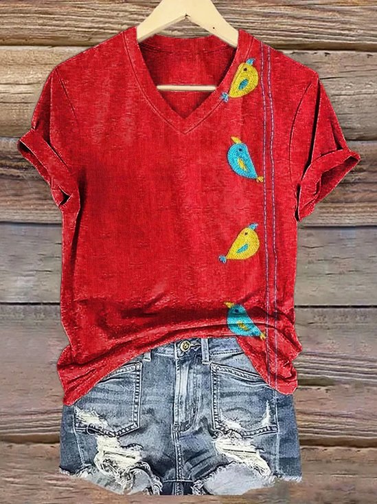 Vintage Animal Crew Neck Short Sleeve T-shirt