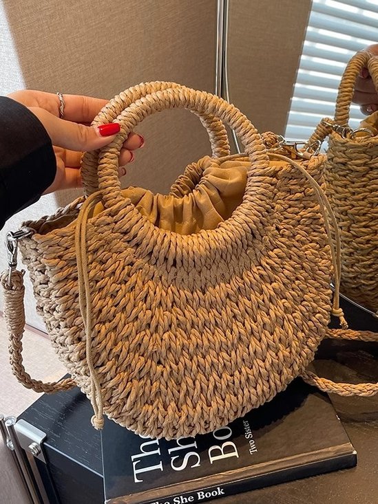 Woven Bag Large Capacity Straw Bag New Style Fire Woven Holiday Style Beach Versatile Shoulder Messenger Bag
