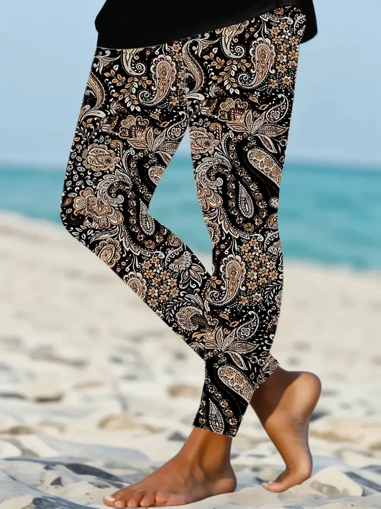 Casual Floral Printing Long Leggings