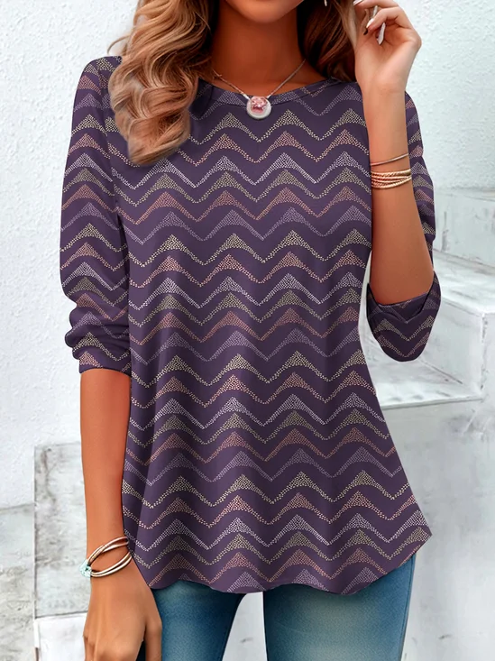 Vintage Plaid Crew Neck Long Sleeve T-shirt