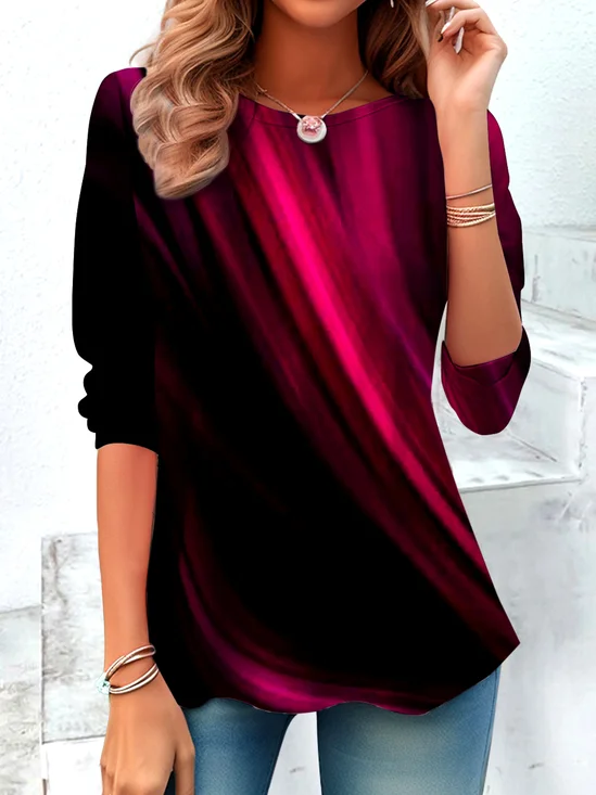 Vintage Plaid Crew Neck Long Sleeve T-shirt