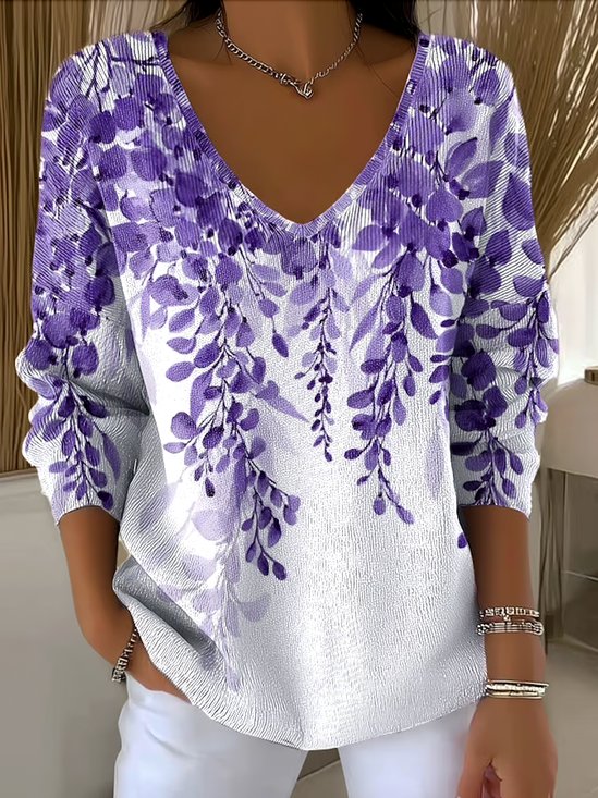 Women Cotton Ombre Long Sleeve Comfy Casual Sweater