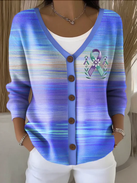 Women Cotton Ombre Long Sleeve Comfy Casual Cardigan