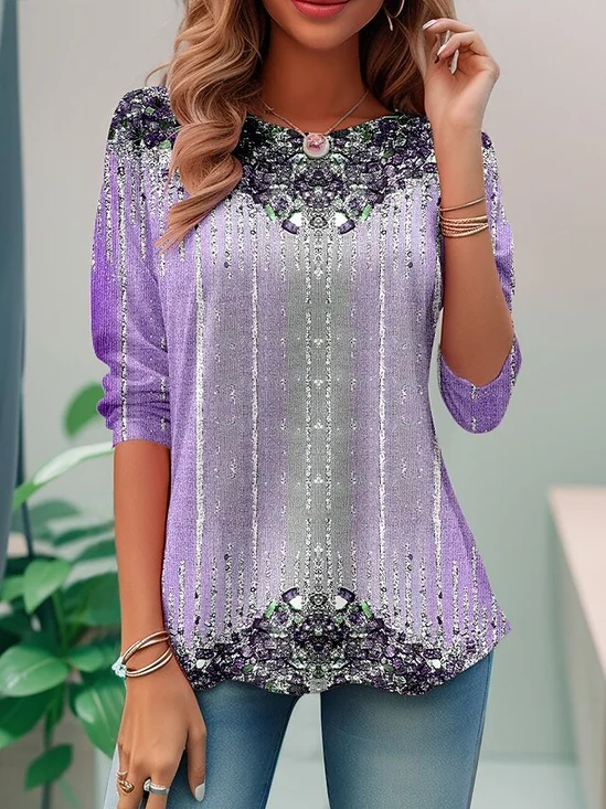 Vintage Crew Neck Striped Sweatshirt