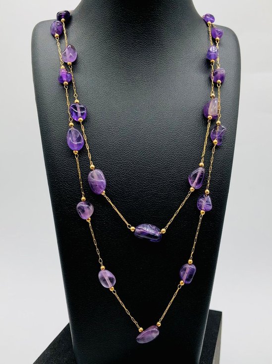 Amethyst Fashionable Temperament Daily Commuting Simple Versatile Bracelet Clavicle Chain Sweater Chain