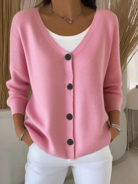 Women Plain Long Sleeve Comfy Casual Cardigan