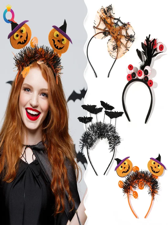 Halloween 2025 Pumpkin Headband Little Devil Ghost Festival Carnival Party Decoration Hair Accessory Headband