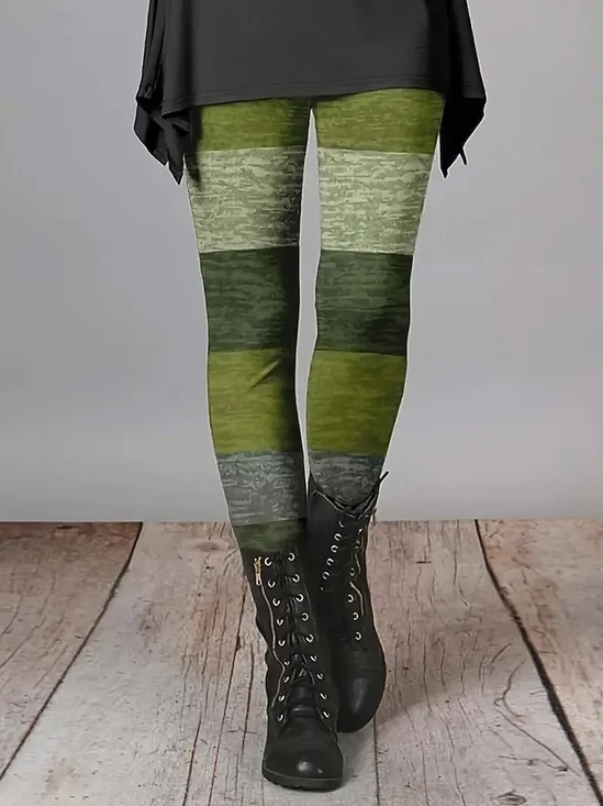 Women Striped Vintage All Season Long Leggings