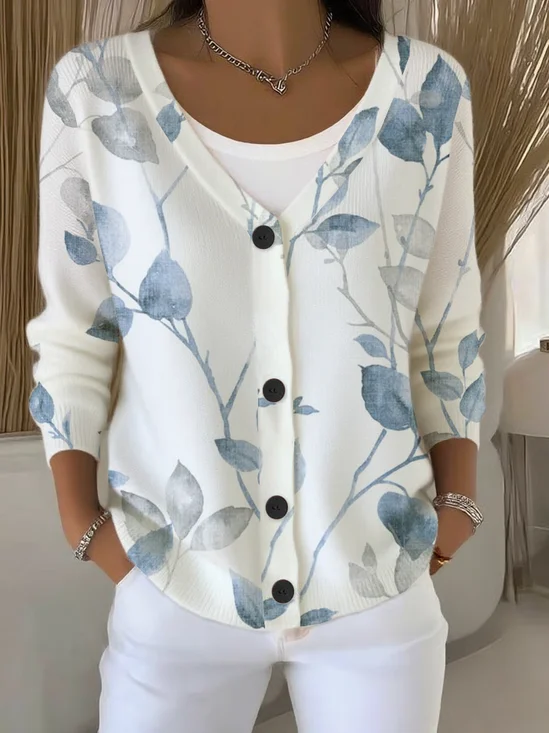 Women Floral Long Sleeve Comfy Casual Cardigan