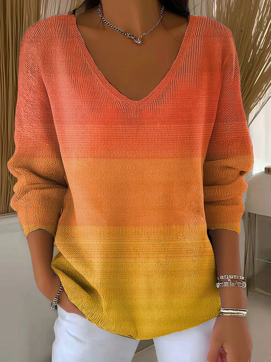 Women Cotton Ombre Long Sleeve Comfy Casual…