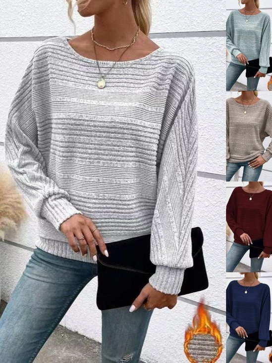 Vintage Plain Crew Neck Long Sleeve T-shirt