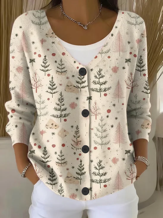 Women Christmas Long Sleeve Comfy Casual Cardigan