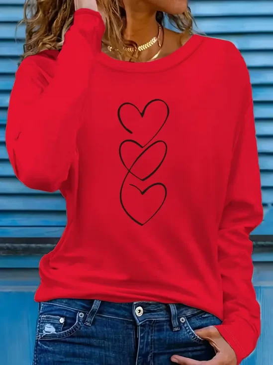 Casual Christmas Crew Neck Long Sleeve T-shirt