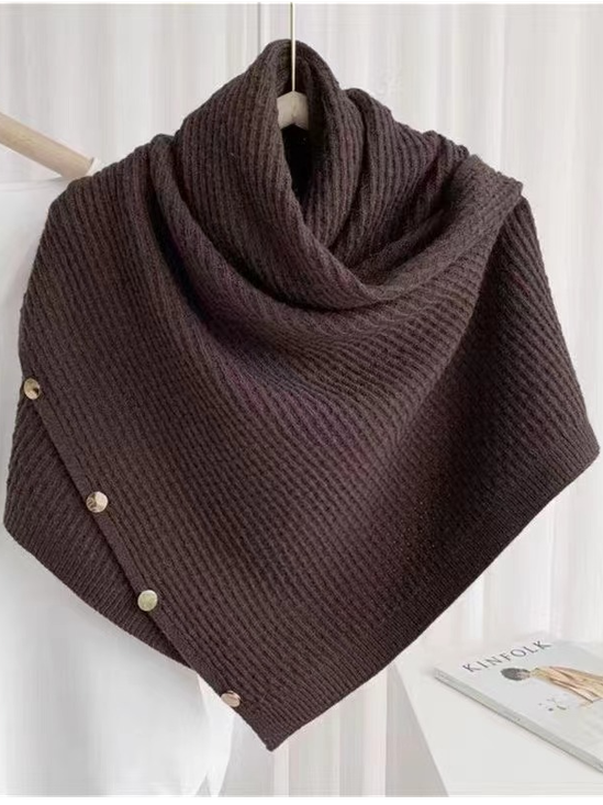 Simple Loose Wool-Blend Asymmetrical Collar Kimono