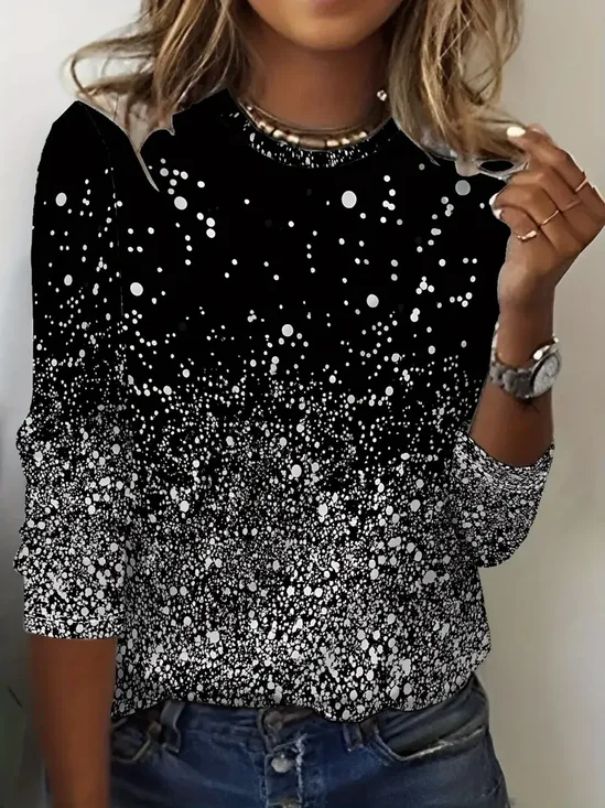 Casual Abstract Crew Neck Long Sleeve T-shirt