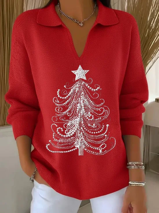 Women Christmas Long Sleeve Comfy Casual Printing Sweater