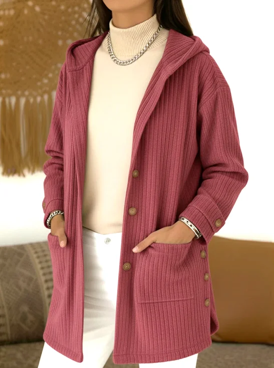 Women Spring/Fall Outerwear Casual Plain Long Sleeve Hoodie Jacket