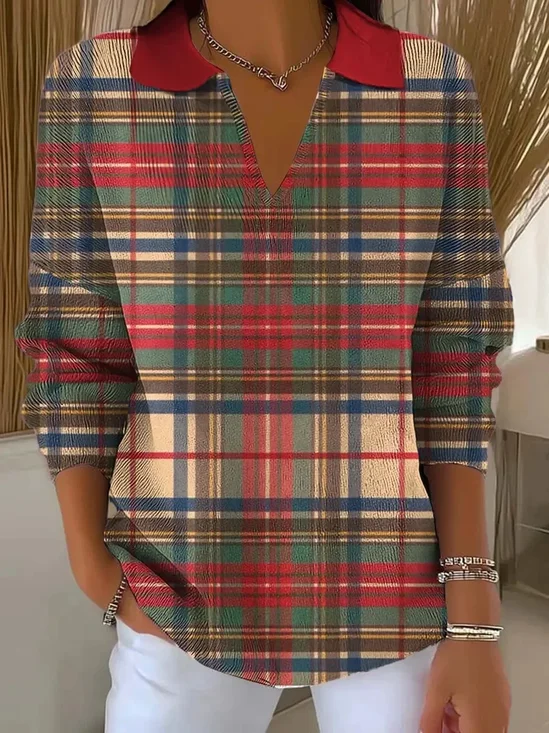 Women Plaid Long Sleeve Comfy Casual Printing…
