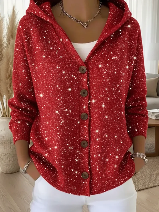 Women Christmas Long Sleeve Comfy Vintage Printing Cardigan