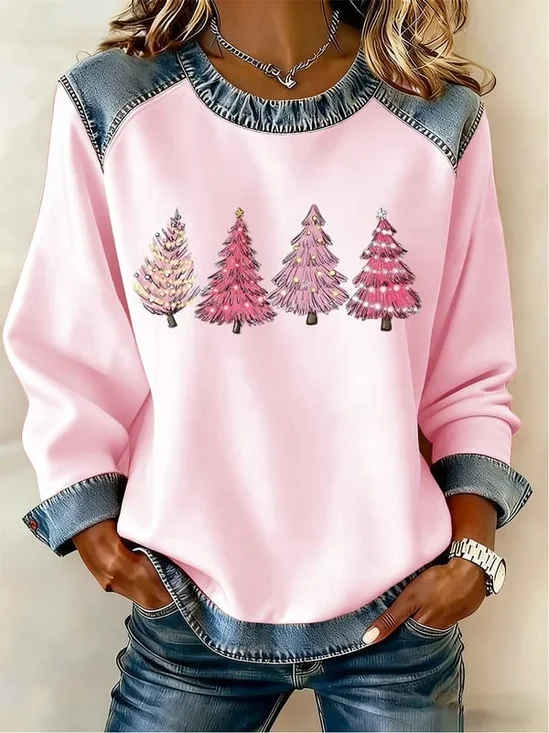 Vintage Crew Neck Christmas Sweatshirt Printing
