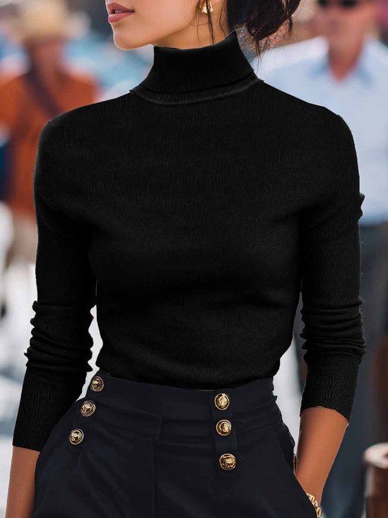 Women Plain Long Sleeve Comfy Street Split…