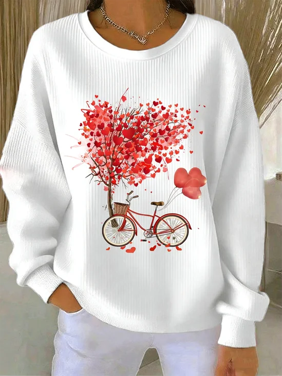 Vintage Crew Neck Heart/Cordate Sweatshirt