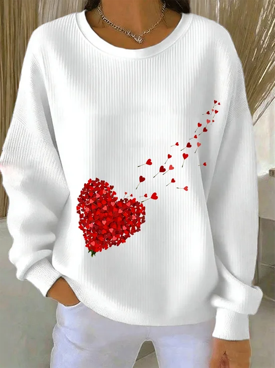 Vintage Crew Neck Heart/Cordate Sweatshirt