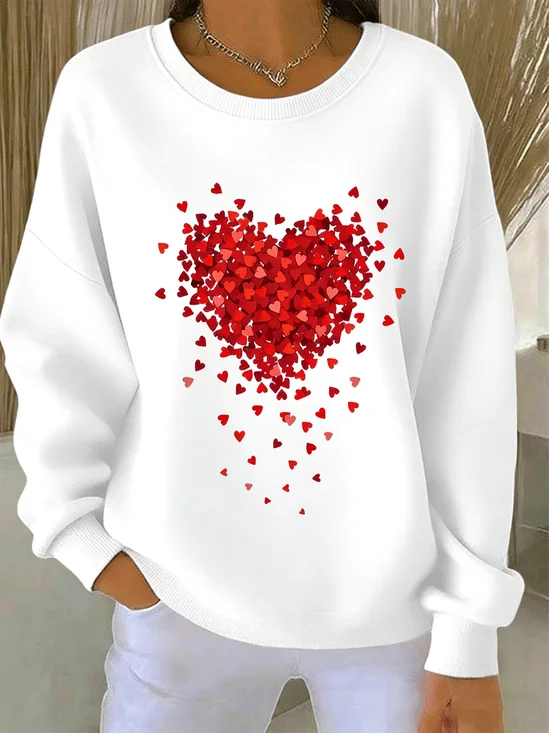 Vintage Crew Neck Heart/Cordate Sweatshirt