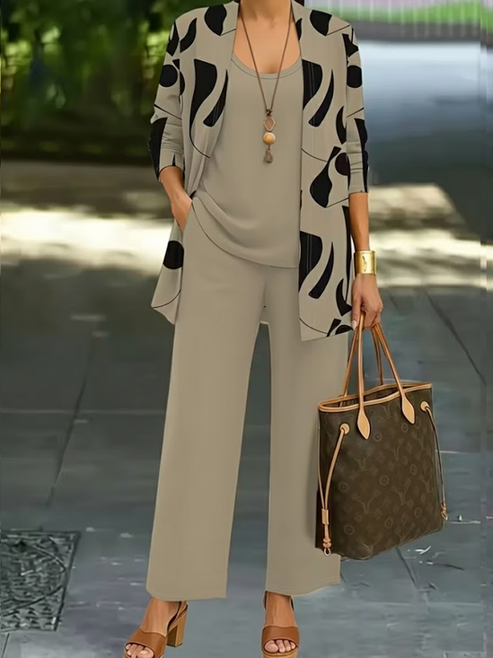 Women Plain Two-Piece Set Daily Long Sleeve Casual Spring/Fall Multi-Piece Set Matching Set