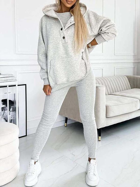 Women Plain Matching Outfit Daily Long Sleeve Casual Spring/Fall Multi-Piece Set Matching Set