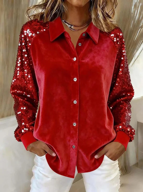 Shawl Collar Long Sleeve Plain Split Joint…