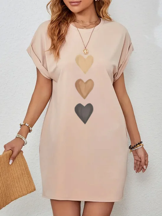 Women Heart/Cordate Summer Dress Crew Neck Short…