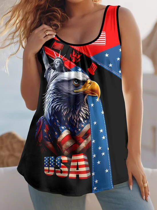 Vintage Crew Neck 3D Printing Tank Top