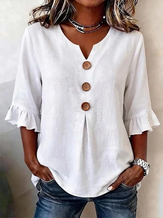V Neck Half Sleeve Plain Peplum Regular…