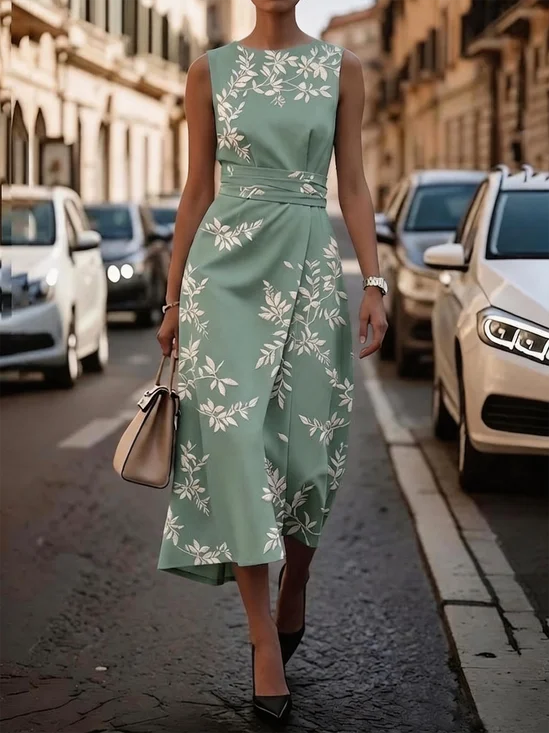 Women Floral Summer Dress Sleeveless A-Line Dress