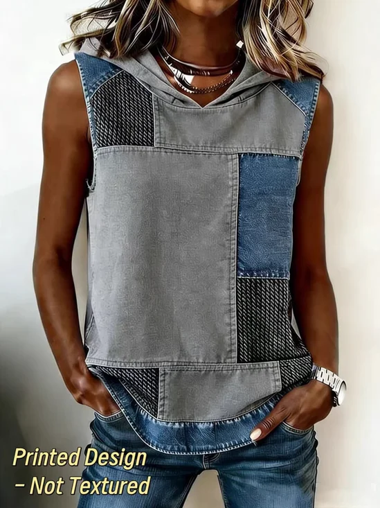 Vintage Hoodie Striped Tank Top
