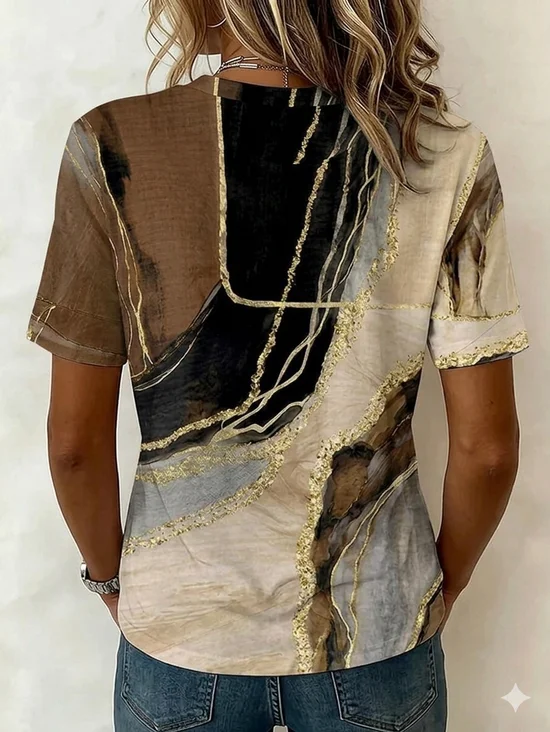 Vintage Abstract Crew Neck Short Sleeve T-shirt