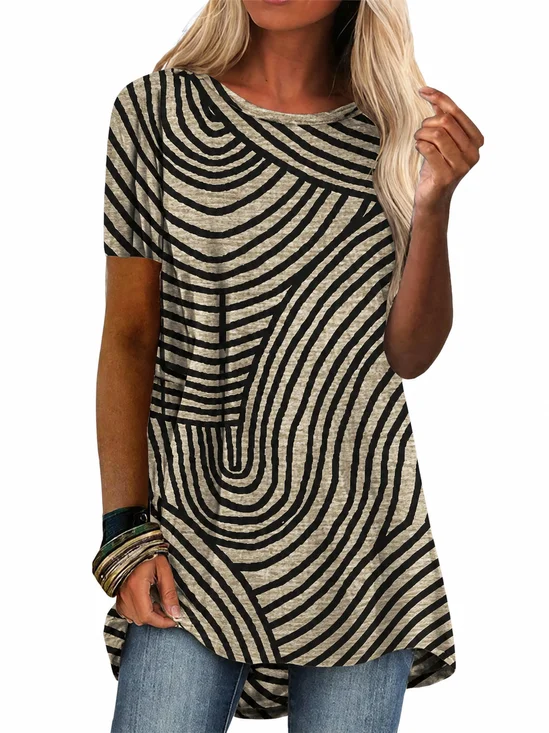 Vintage Abstract Graphic Crew Neck Short Sleeve T-shirt