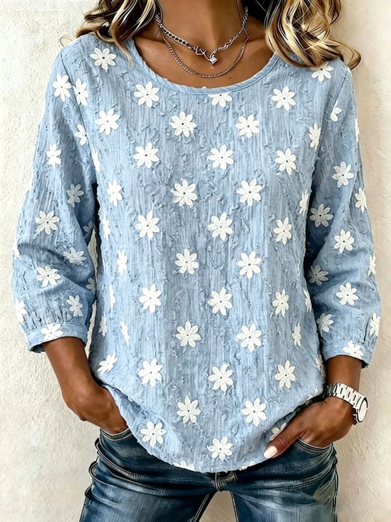 Crew Neck Half Sleeve Floral Printing Regular…