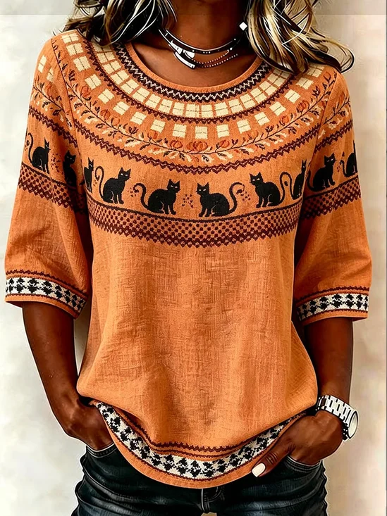 Crew Neck Half Sleeve Halloween Printing Regular…