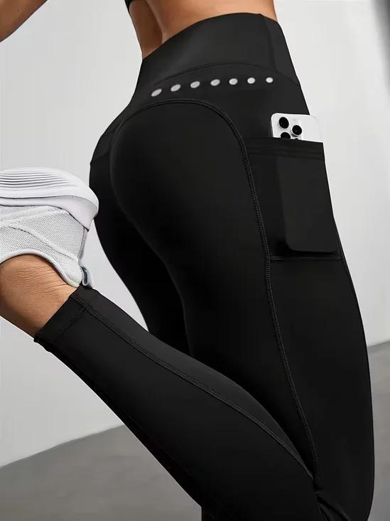 High Waisted Workout Leggings with Pockets Reflective…