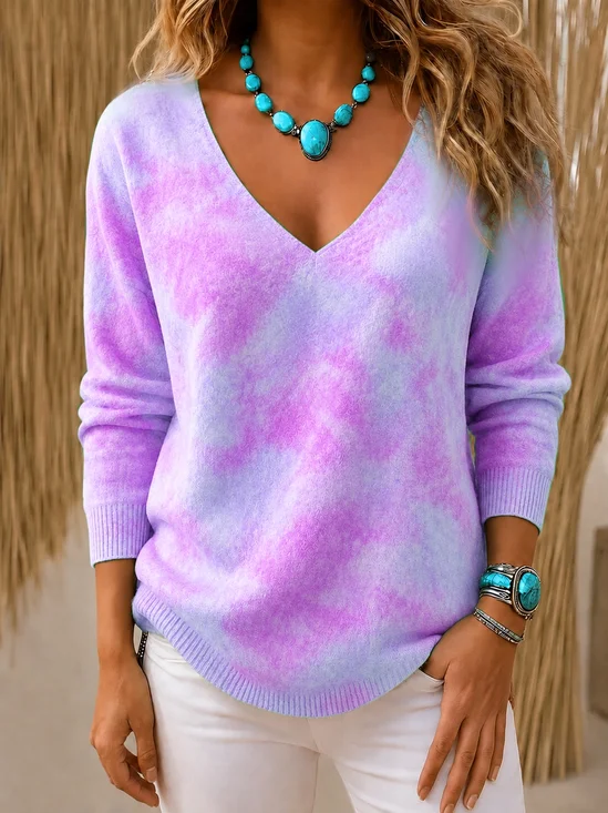 Women Gradient Pattern Long Sleeve Comfy Vintage…