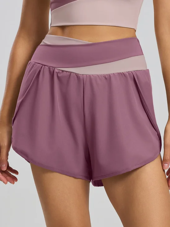 Women's Cross Waist Color Block Athletic Running…