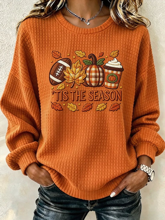Casual Text Letters Crew Neck Long Sleeve…