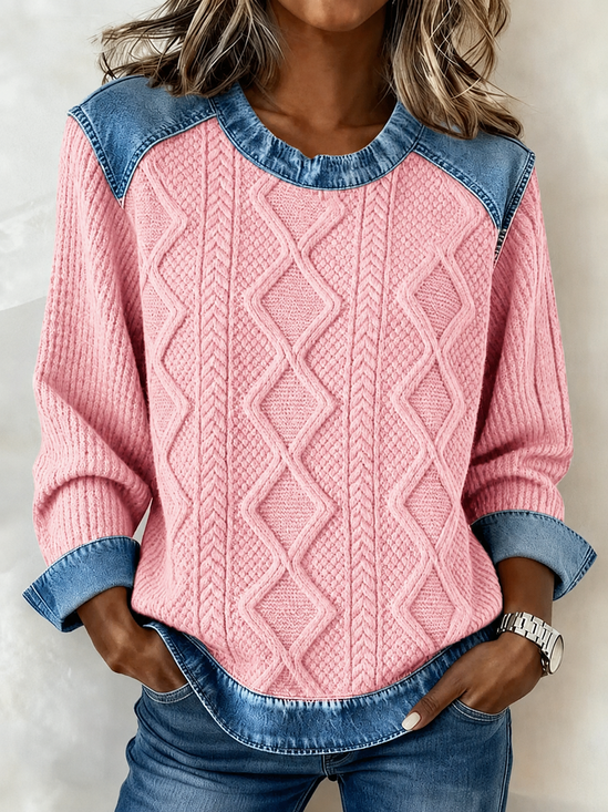 Casual Abstract Graphic Crew Neck Long Sleeve…
