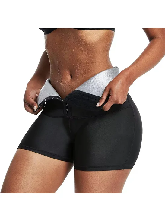 Women's High Waist Sauna Sweat Shorts 3-Row…