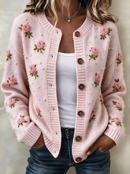 Women Floral Long Sleeve Comfy Casual Cardigan