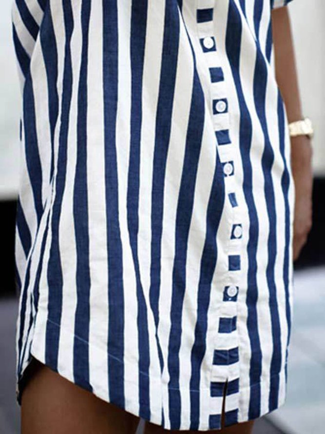 Striped Crew Neck Bell Sleeve Shirt noracora